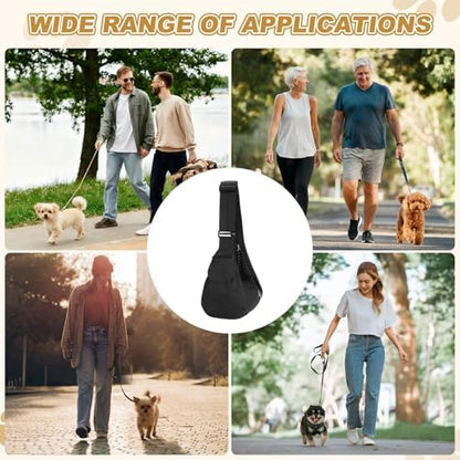 Dog Sling Carrier for Small Dogs and Cats Up to 16.5 Lbs, Soft Canvas with Zipper Pocket Pet Crossbody Shoulder Bag, (Black, 1 Pcs) Intended for Outdoor/Camp/Travel - Image 6