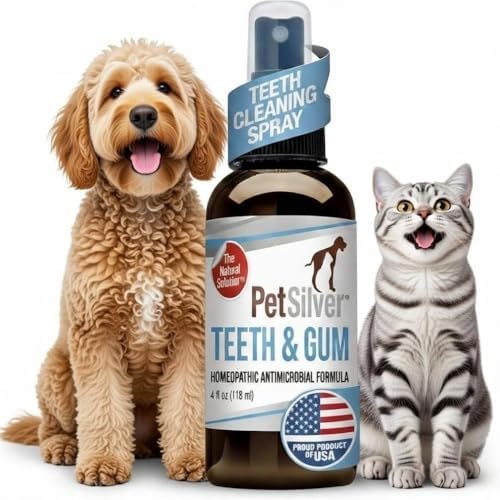 Dog Breath Freshener Spray, Natural Dog Dental Spray, Antibiotic Free, 4 oz by PetSilver