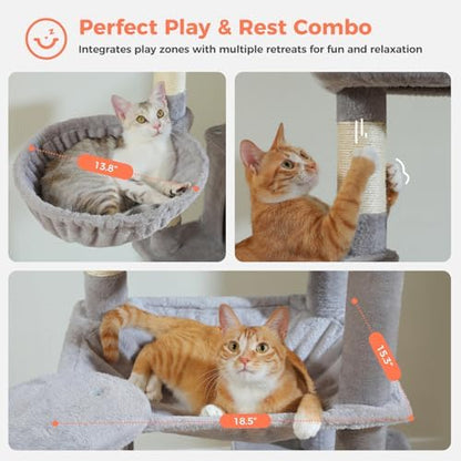 69" Tall Cat Tree for Indoor Cats Large Adult, Multi-Level Cat Tower - Image 5