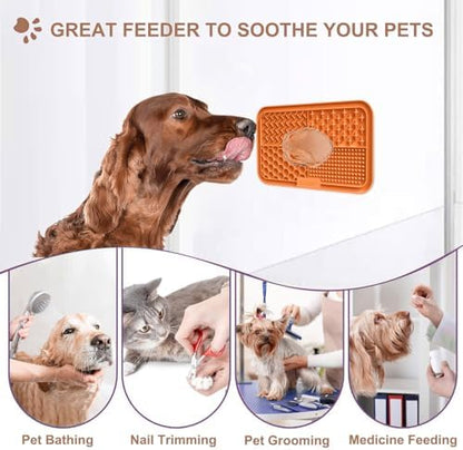 Licking Mat for Dogs & Cats with Suction Cups, 1 Pack Dog Slow Feeder Lick Pat for Anxiety Relief, Dog Toys Feeding Mat for Butter Yogurt Peanut, Pets Bathing Grooming Training Mat - Image 5