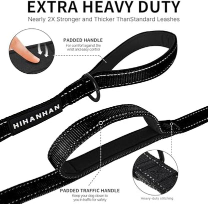Reflective Dog Leash with Double Handle, Dog Leash 6 FT Long, Supports Medium, and Large Dogs, Heavy Duty for Walking, Running, and Training, Black (Pack of 2) - Image 3