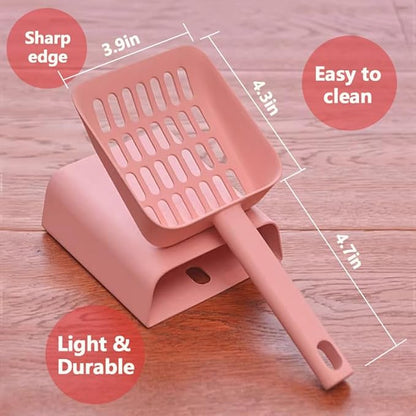 2 in 1 Cat Litter Scoop with Holder Stand Cat Stuff Cat Scooper for Litter Box Cat Accessories Cat Supplies Kitty Pink