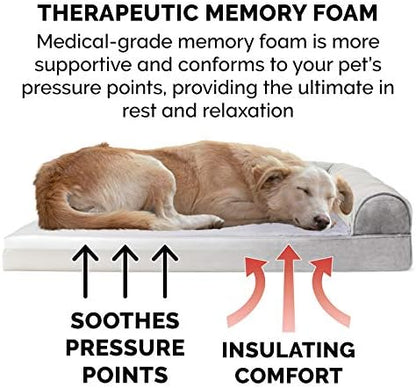 Furhaven Memory Foam Dog Bed for Medium/Small Dogs w/ Removable Bolsters & Washable Cover, For Dogs Up to 35 lbs - Faux Fur & Velvet Sofa - Smoke Gray, Medium - Image 4