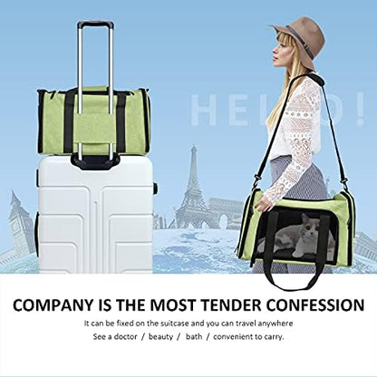 Henkelion Large Cat Carriers Dog Carrier Pet Carrier for Large Cats Dogs Puppies up to 25Lbs, Big Dog Carrier Soft Sided, Collapsible Travel Puppy Carrier - Large - Green - Image 6