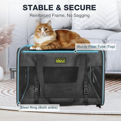 Cat Carrier 20"x13"x13", Foldable Soft-Sided Travel Pet Bag - Image 4