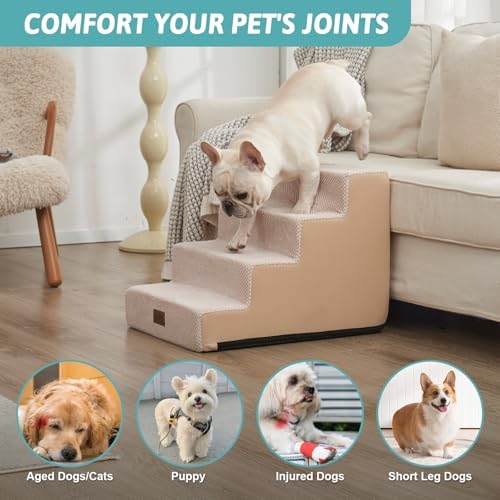 COZY KISS Dog Stairs for Small Dogs, 4 Step Pet Stairs for Beds & Couches - Image 2