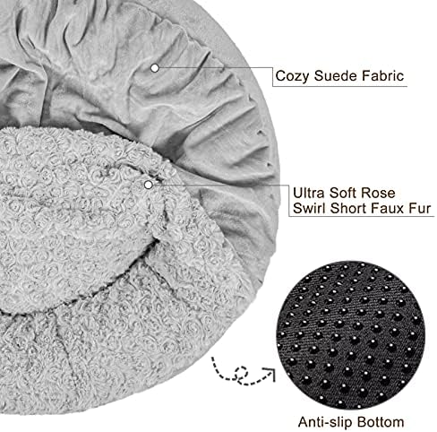 JOEJOY Dog Beds for Small Medium Dogs, Cozy Cuddler Luxury Puppy Pet Bed with Blanket Attached, Donut Round Calming Anti-Anxiety Dog Burrow Cave Bed - Anti-Slip Bottom and Machine Washable 26 inch - Image 4