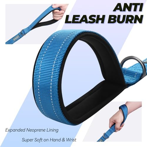 VIVAGLORY Double Handle Dog Leash Twingrip, 5ft x 1in, Navy - Image 3