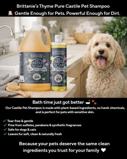 Brittanie's Pure Castile Dog Shampoo - 32oz 2 Pack | Gentle Shampoo + Conditioner for Dogs & Cats | Improves Coat | for Allergies and Itching | Deodorizes, Moisturizes & PH Balanced