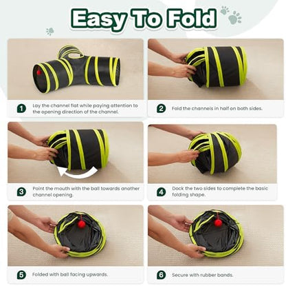 Love's cabin Cat Tunnel for Indoor Cats, 3-Way Collapsible Play Tunnel - Image 7