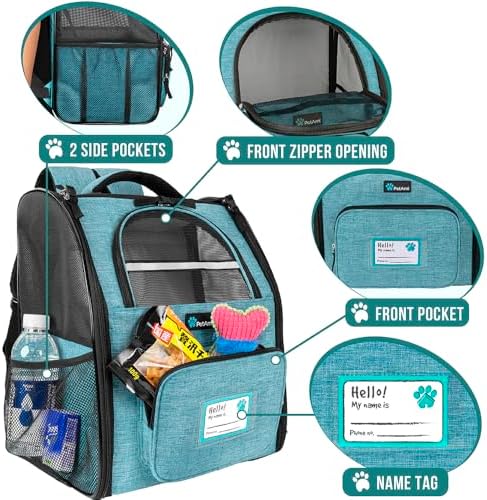 PetAmi Dog Backpack Carrier Airline Approved Cat Pet Puppy Bag, Turquoise - Image 3