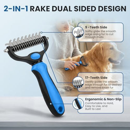 Pet Grooming Rake,Metal Comb, Bathing Grooming Brush for Dogs and Cats - Image 2