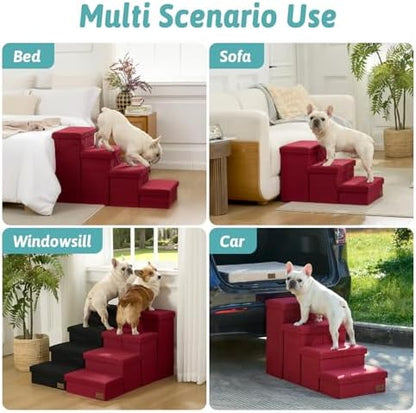 COZY KISS Dog Stairs with Storage, 22" H Wider Dog Steps, 4-Step - Image 6