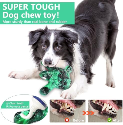 Letsmeet Tough Indestructible Dog Chew Toys for Aggressive Chewers to Keep Them Busy - Heavy Duty Nylon with Treat Groove for Medium & Large Breeds - Image 5