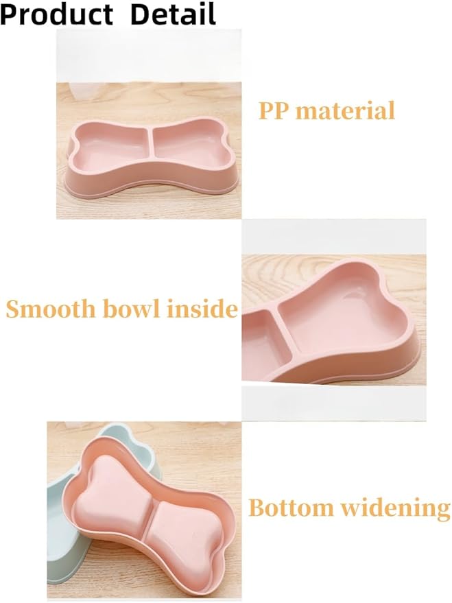 2pcs Lightweight Smal Plastic Food and Water Pet Bowls Dog Feeding Bowls Cat Storage Bowl（Pink,Grey）