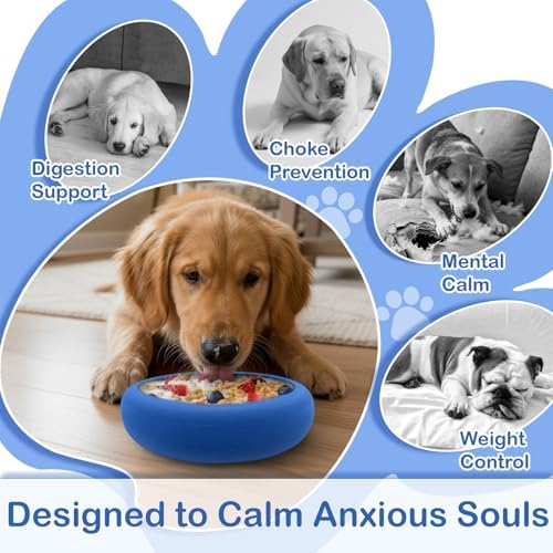 Dog Lick Bowl, BPA Free Silicone Slow Feeder Licking Mat with Strong Suction for Dog, Non-Slip Freeze Licking Bowl for Anxiety Relief & Boredom, Dishwasher(Blue, Small) - Image 6
