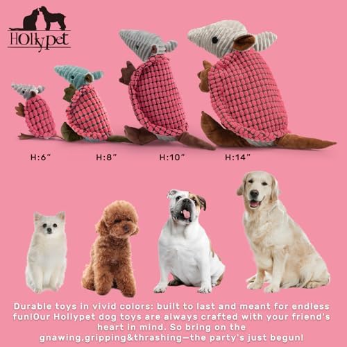 Hollypet Armadillo Squeaky Dog Toys for Medium Large Dogs, 10" - Image 2