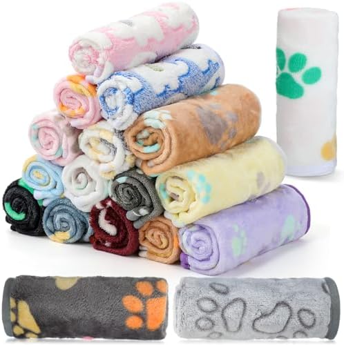 Chumia 18 Pcs Fleece Puppy Blanket for Dog Cat, 30 X 20 Inch, Cute by Chumia