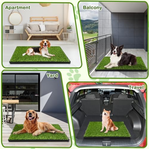 Dog Grass Pad with Tray, 34''X23'' Large Artificial Turf Grass Potty, Reusable Puppy Pee Pads for Dogs, Portable Dog Litter Box for Indoor/Outdoor Potty Training Toilet - Image 7