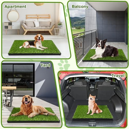 Dog Grass Pad with Tray, 34''X23'' Large Artificial Turf Grass Potty, Reusable Puppy Pee Pads for Dogs, Portable Dog Litter Box for Indoor/Outdoor Potty Training Toilet - Image 7