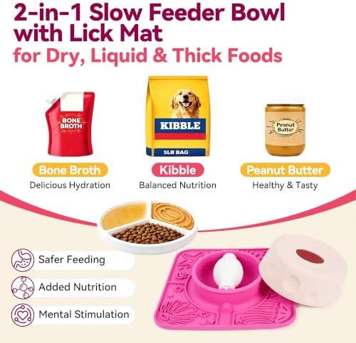 Dog Lick Bowl with Rolling Ball & Non Slip Lick Mat for Dogs & Cats - Image 4