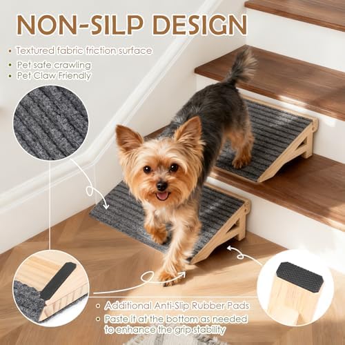 Dog Stairs Ramp for Small & Aged Dogs, Wooden Anti-Slip Pet Steps - Image 6