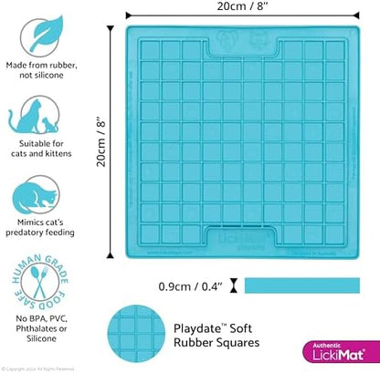 LickiMat Classic Playdate, Cat Slow Feeder Lick Mat, Boredom Anxiety Reducer; Perfect for Food, Treats, Yogurt, or Peanut Butter. Fun Alternative to a Slow Feed Cat Bowl or Dish, Turquoise - Image 2