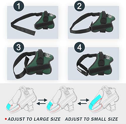 Dog Harness, No-Pull Reflective Dog Vest, Breathable Adjustable Pet Harness with Handle for Outdoor Walking - No More Pulling, Tugging or Choking (Dark Green, S) - Image 3