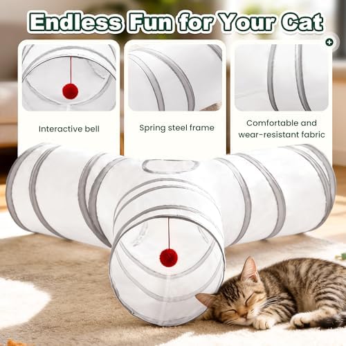 Love's cabin Cat Tunnel for Indoor Cats, 3-Way Collapsible Play Tunnel - Image 6