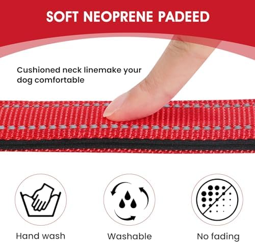 Reflective Dog Collar, Adjustable Nylon for Puppy, Red XS - Image 3