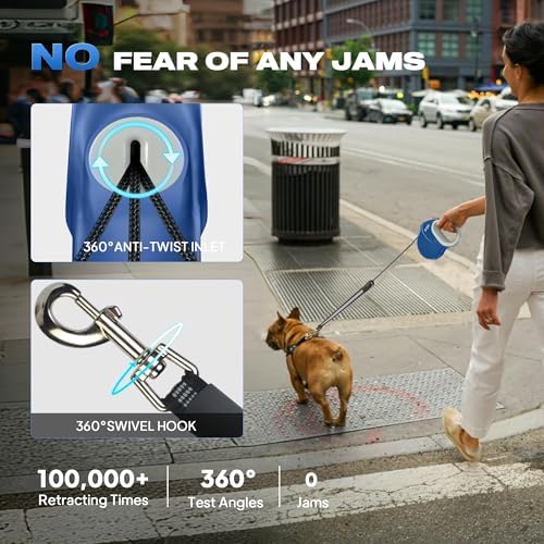 Fida Upgraded Retractable Dog Leash, 30ft, Heavy Duty, Blue - Image 4