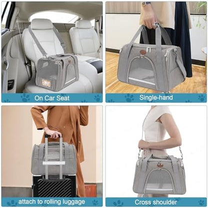 Cat Carrier Dog Carrier Pet Carriers for Medium Small Cats Dogs Puppies up to 25 Lbs,TSA Airline Approved Small Dog Cat Carriers Soft Sided,Collapsible Travel Puppy Carrier (Grey, Large) - Image 4