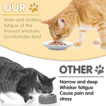 6 Pack Cat Food Bowl, Ceramic Cat Bowls, Anti Whisker Fatigue Cats Bowl Set - Image 3