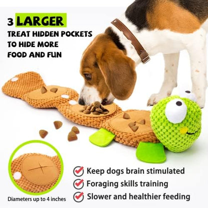 lilfrd Dog Puzzle Enrichment Toy, Squeaky Crinkle Plush Turtle Puppy Toy - Image 2