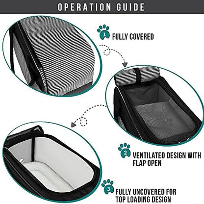 PetAmi Small Dog Purse Carrier with Pockets, Airline Approved, Stripe Black - Image 6
