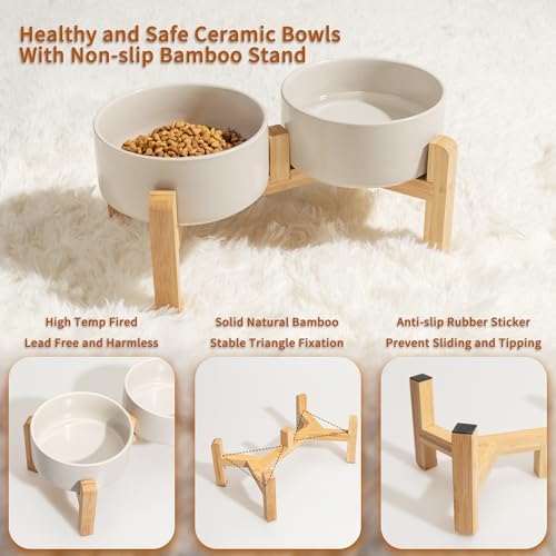 Elevated Ceramic Dog Bowl, 3.6 Cups Dog Food and Water Bowl Set with Stand - Image 3