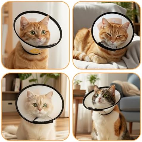 2 Pack Cat Cones to Stop Licking Transparent Plastic, Cat E Collar Pet Cone for After Surgery Comfortable Waterproof Adjustable Recovery Cone to Stop Licking and Scratch for Cats and Small Dogs - Image 7