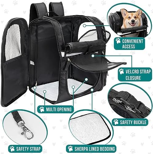 PetAmi Dog Backpack Carrier for Cats, 4-Way Entry Ventilated, 18 lbs, Black - Image 4