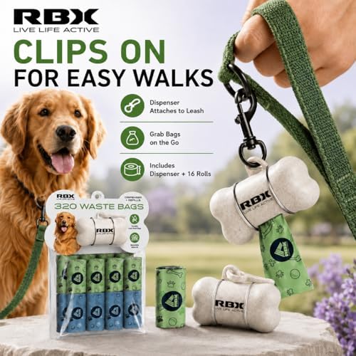 RBX Dog Poop Bags with Leash Holder, 320 Bags, 16 Refill Rolls - Image 3