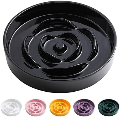8.66 in Black Ceramic Dog Bowl Slow Feeder for Medium and Large Breed Dogs, Anti-Choking and Slowing Down Eating Time, Heavy Weighted Non-Slip Base by PetGettingMuchHeathier
