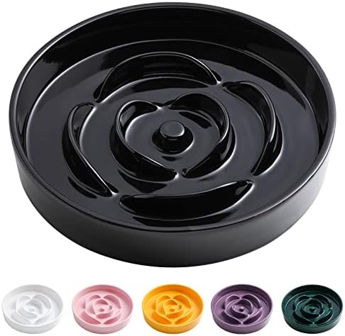 8.66 in Black Ceramic Dog Bowl Slow Feeder for Medium and Large Breed Dogs, Anti-Choking and Slowing Down Eating Time, Heavy Weighted Non-Slip Base by PetGettingMuchHeathier