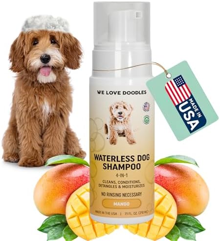 Waterless Dog Shampoo, No-Rinse Foam, Dry Shampoo for Dogs, Mango, 7.1OZ by WeLoveDoodles