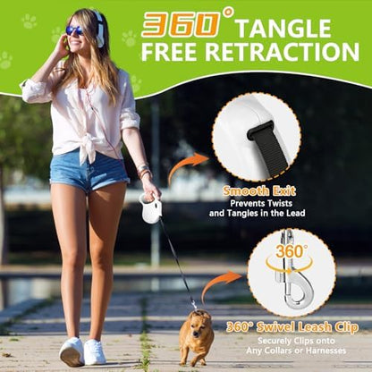 Retractable Dog Leash, 16ft Dog Walking Leash for Small Dogs up to 77lbs, Non-Slip Handle (White) - Image 6