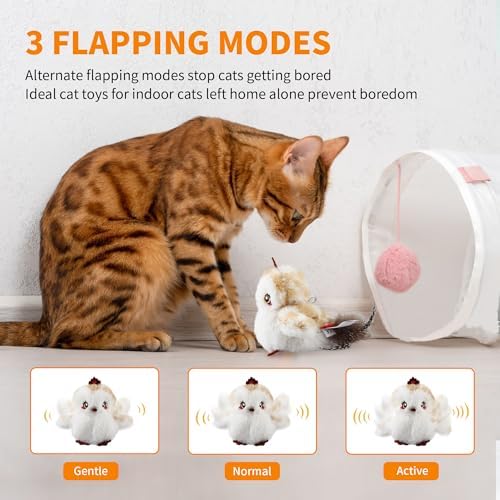 Gigwi Flappy Bird Cat Toy For Indoor Cats, Rechargeable Lifelike Sandpiper Interactive Flapping Bird Cat Toy Tweet, Flapping Wings & Lively Chirping, Catnip Toys For Kitten, Touch Activated (Princess) - Image 3