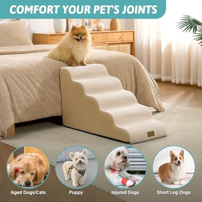 COZY KISS Dog Stairs for Small Dogs, 5 Step Pet Stairs for Beds & Couches - Image 4