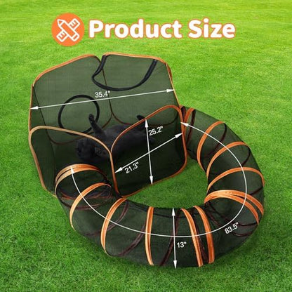 Outdoor Cat Enclosure with Circle Tunnel for Kitten Kitty Run - Portable Cat Playpen Tent Outdoor Indoor Pet Tent for Outside Small Animals - Image 2