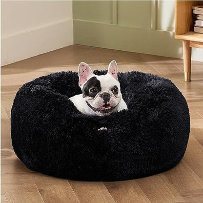 Bedsure Calming Small Dog Bed Donut Washable Cat＆Puppy Bed,23 inches Black - Image 4
