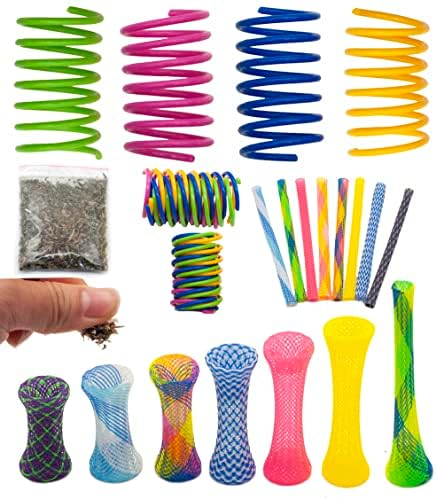 Fashion's Talk 49PCS Cat Spring Toy for Kitten Catnip Bag Mesh Tubes Spring Cat Toy Bulk for Indoor Cats Kitty by Fashion%27s+Talk