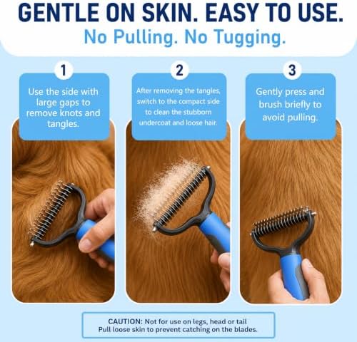 Deshedding Dog Brush for Shedding & Cat Undercoat Rake Pet Grooming Indoor - Image 4