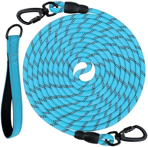 Joytale Long Dog Leash for Yard Tie Out & Recall Training, Blue, 65FT by Joytale